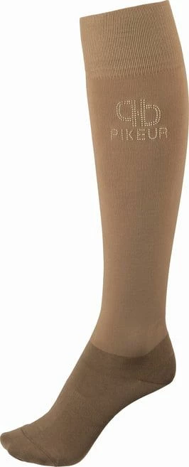 PIKEUR Gold Rhinestone Knee Socks, Caramel 3 PIKEUR Gold Rhinestone Knee Socks, Caramel - Image 3