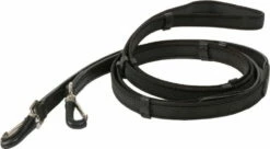 Kavalkade "Aradis"/"Kjartan" Icelandic Snaffle Rubberised Reins With Special Carabiner, Black