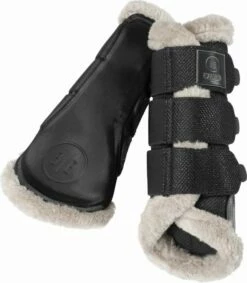 ESKADRON GLITTER MESH Faux Fur Tendon Boots, Black