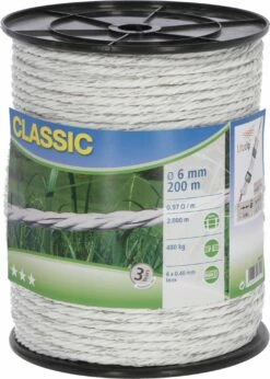 Kerbl Fence Rope "Classic" 6mm, White, 200m